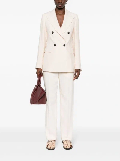 Eleventy Double-breasted Linen Blazer In Neutral