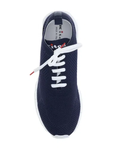 Kiton Knitted-upper Sneaker In Navy