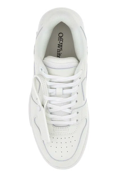Off-white Monochromatic Leather Sneakers With Textured Sole In White