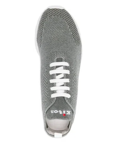 Kiton Logo-embroidered Mesh Sneaker In Grey