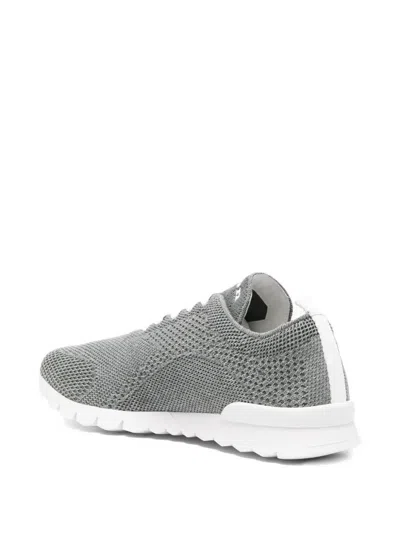 Kiton Logo-embroidered Mesh Sneaker In Grey