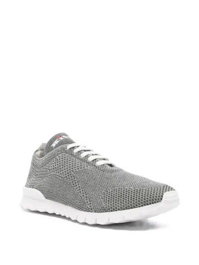 Kiton Logo-embroidered Mesh Sneaker In Grey
