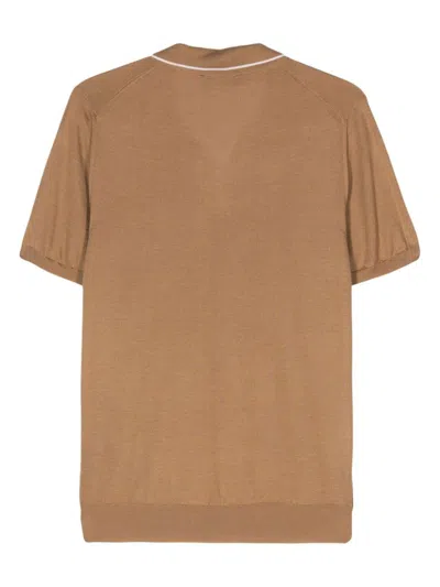 Fedeli Wave Polo Shirt In Brown