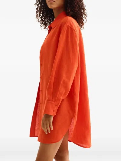 Eres Linen Button-front Shirt In Brown
