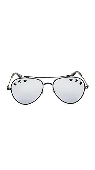 Shop Givenchy Stars Aviator Sunglasses In Black/silver