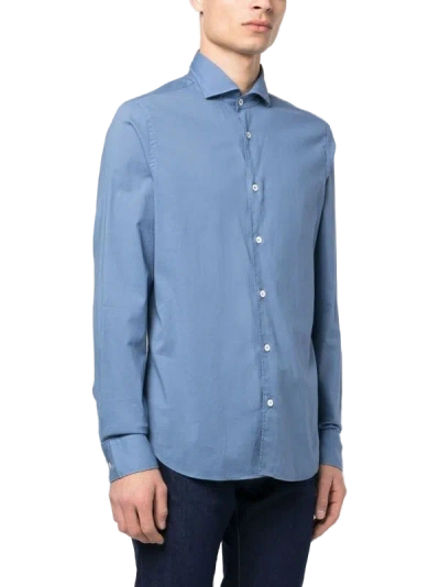 Fedeli Stretch-cotton Shirt In Blue