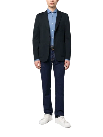 Fedeli Stretch-cotton Shirt In Blue
