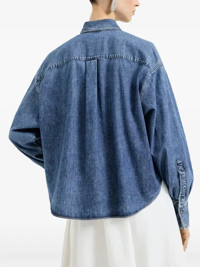 Brunello Cucinelli Flap-pocket Denim Overshirt In Blue