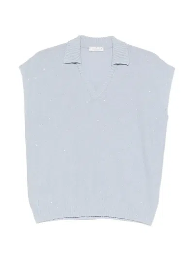 Panicale Embellished Tank Top In Blue