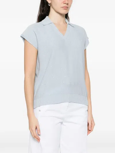 Panicale Embellished Tank Top In Blue