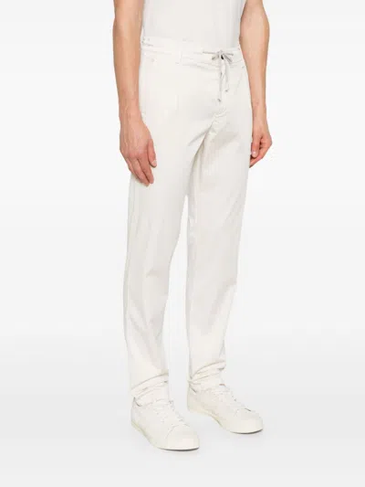 Eleventy Drawstring Cotton Trousers In Neutral