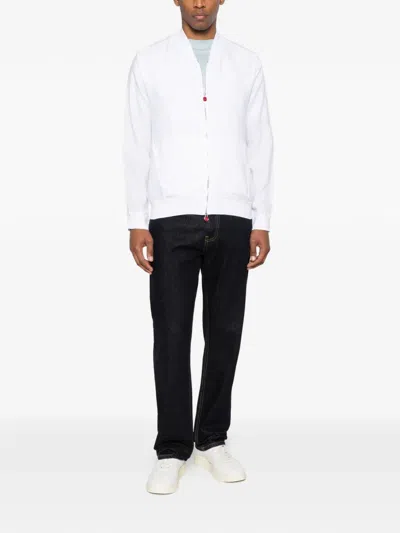 Kiton Linen Bomber Jacket In White
