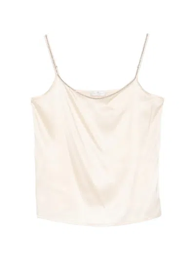 Panicale Embellished Spaghetti-strap Tank Top In White