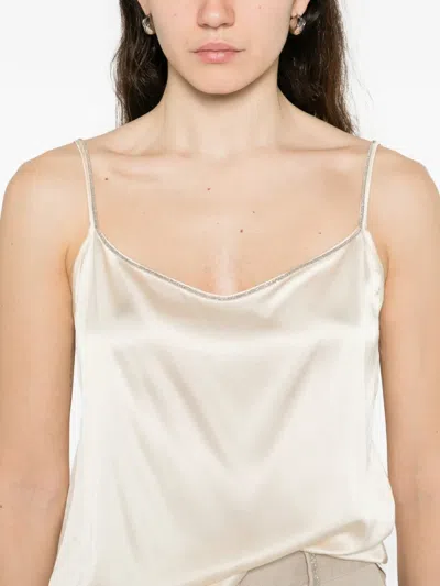 Panicale Embellished Spaghetti-strap Tank Top In White