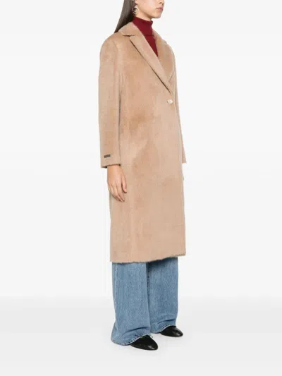 Peserico Double-breasted Alpaca-wool Blend Coat In Multi