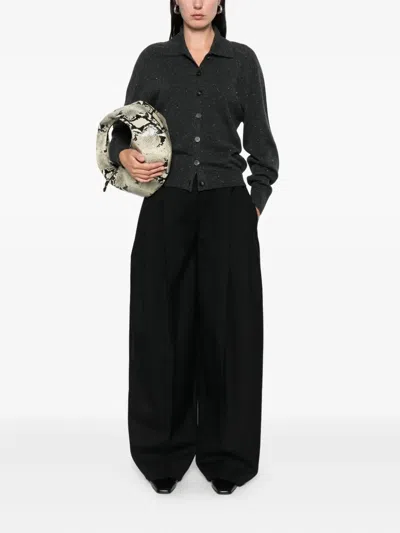 Peserico Speckled-pattern Collared Cardigan In Black