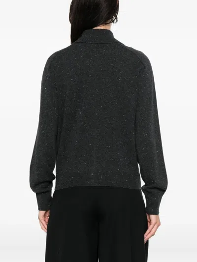 Peserico Speckled-pattern Collared Cardigan In Black
