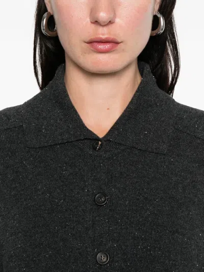 Peserico Speckled-pattern Collared Cardigan In Black