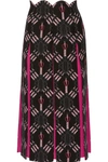 VALENTINO Love Blades silk-paneled printed wool-blend midi skirt