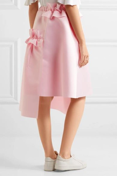 Shop Paskal Asymmetric Ruffle-trimmed Matte-satin Skirt