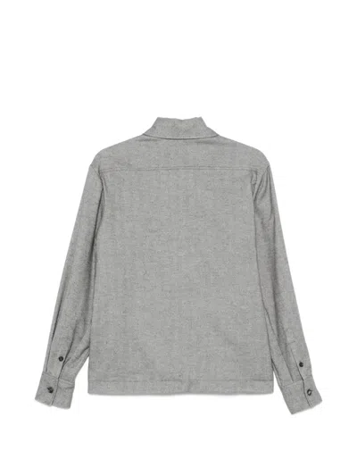 Kiton Herringbone-pattern Flap-pocket Shirt In Gray