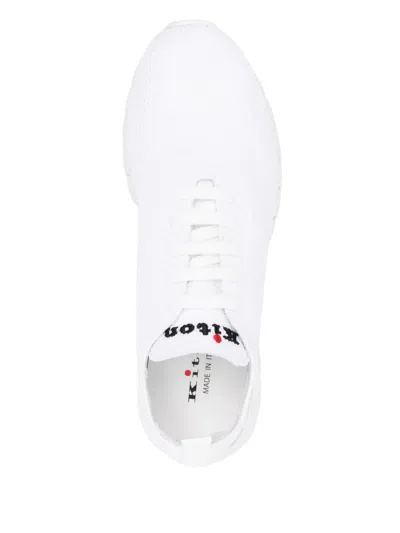Kiton Knit Mesh Low-top Sneaker In White