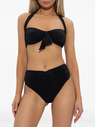 Balmain Halterneck Ruched Bikini In Black