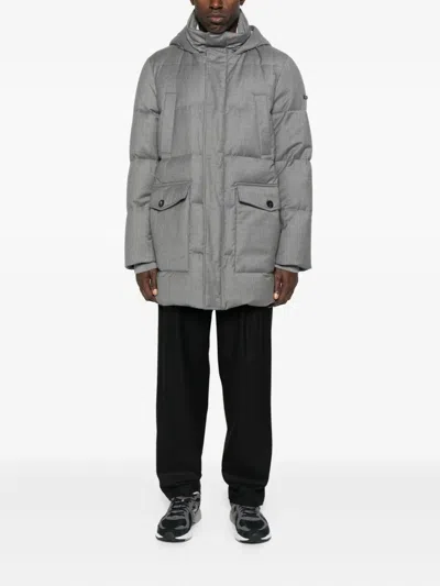 Peserico Quilted Wool Down Down Jacket In Gray
