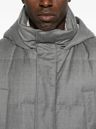Peserico Quilted Wool Down Down Jacket In Gray