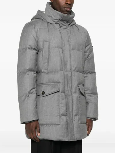 Peserico Quilted Wool Down Down Jacket In Gray