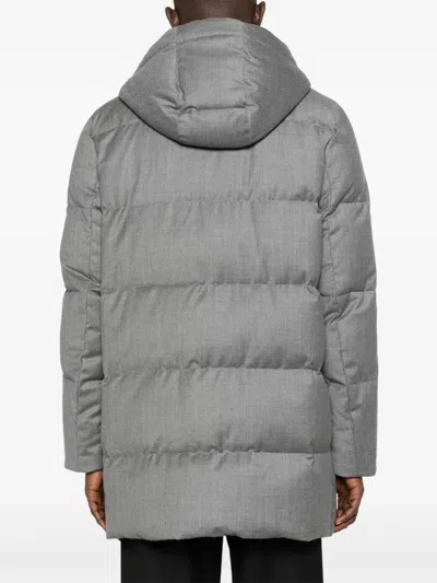 Peserico Quilted Wool Down Down Jacket In Gray