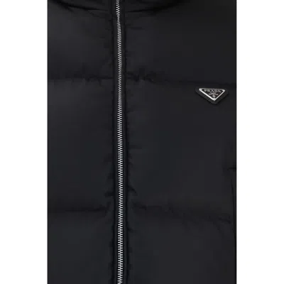 Prada Re-nylon With Goose Down Down Jacket In Black
