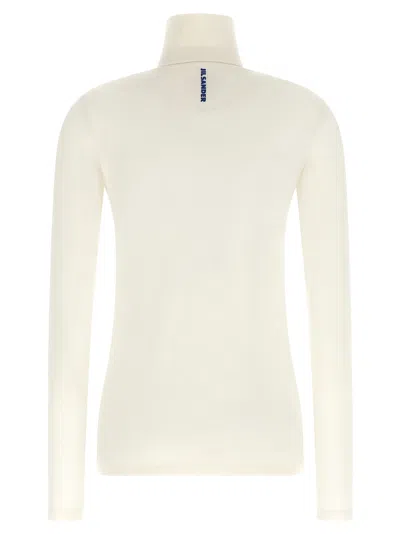 Jil Sander Half-zip Virgin Wool Blend Sweater In Neutral