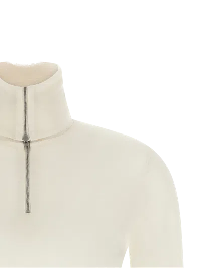 Jil Sander Half-zip Virgin Wool Blend Sweater In Neutral