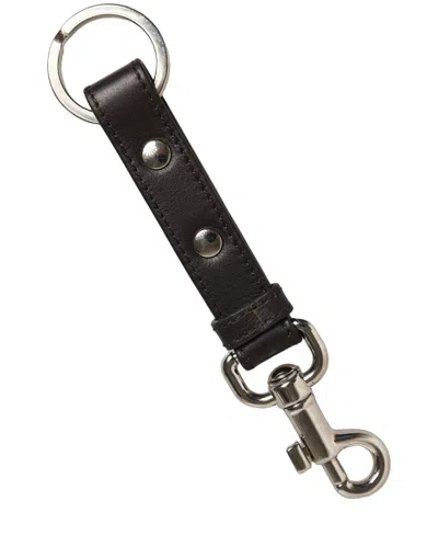 Dolce & Gabbana Leather With Silver Hardware Key Case In Black