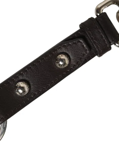 Dolce & Gabbana Leather With Silver Hardware Key Case In Black
