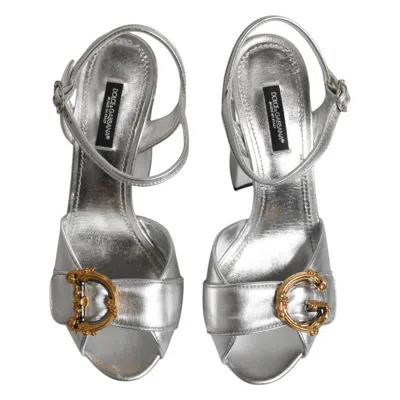 Dolce & Gabbana Logo-detailed Platform Platform Sandal In Silver