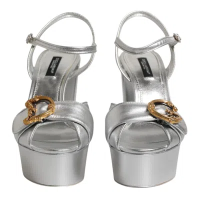 Dolce & Gabbana Logo-detailed Platform Platform Sandal In Silver