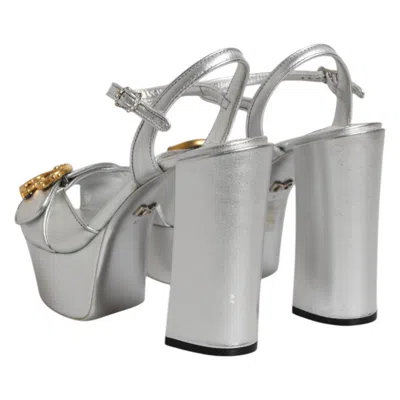 Dolce & Gabbana Logo-detailed Platform Platform Sandal In Silver