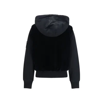 Moose Knuckles Rosylyn Bunny Black Cotton Hoodie In Black