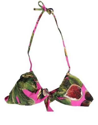 Dolce & Gabbana Fig Print Padded Triangle Bikini Top In Multi