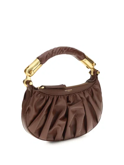 Balmain Top Handle Bag In Brown