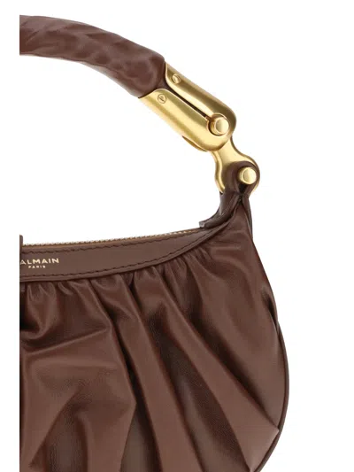 Balmain Top Handle Bag In Brown