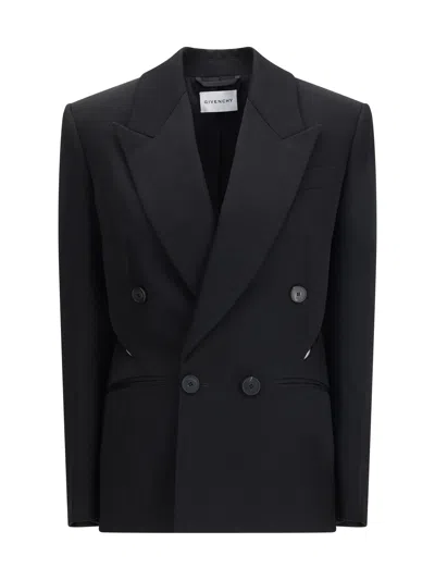 Givenchy Double-breasted Wool Blazer In Black