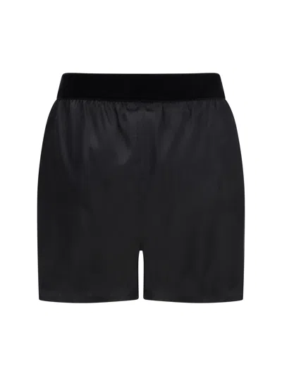 Tom Ford Peach-feel Silk Satin Pj Shorts In Black