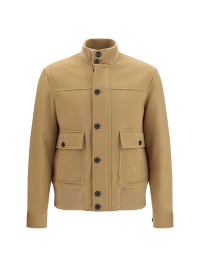 Lardini Beige Wool Oves Aries Full-length Jacket In Multi