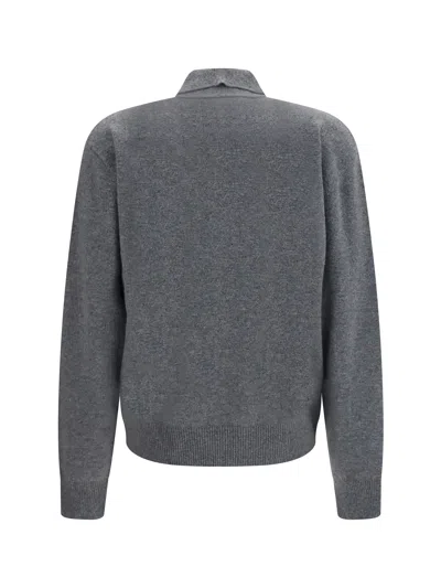 Rohe Wool Blend Polo With Classic Collar And Argyle Pattern In Gray