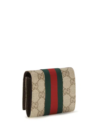 Gucci Web Card Case In Beige