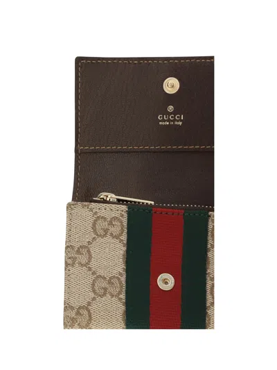 Gucci Web Card Case In Beige