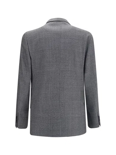 Lardini Grey Pied De Poule Double Breasted Blazer In Gray